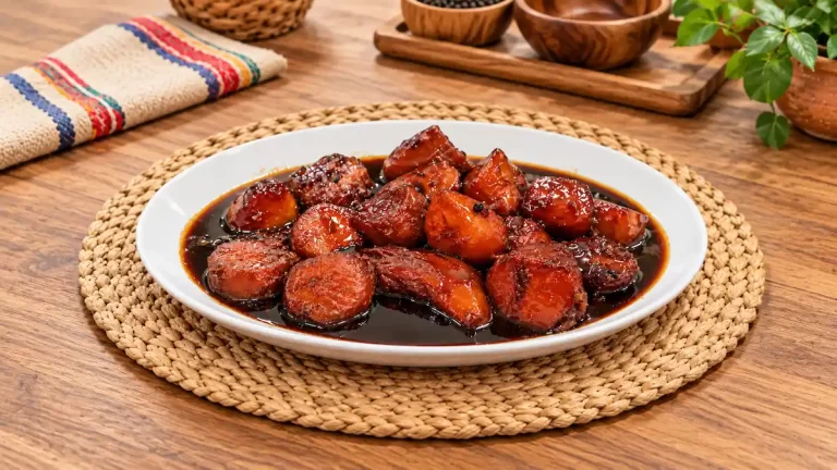Camote en dulce guatemalteco servido con miel de panela